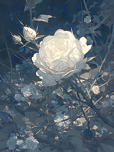 绽放的白色玫瑰花图片