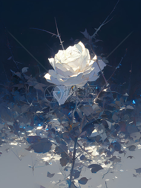 一朵白色的玫瑰花图片