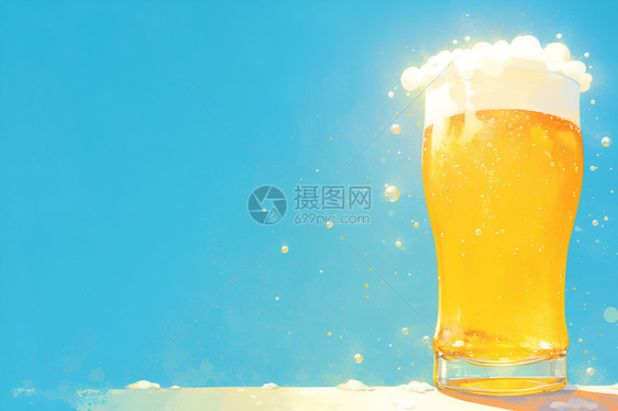天空下的一杯啤酒图片
