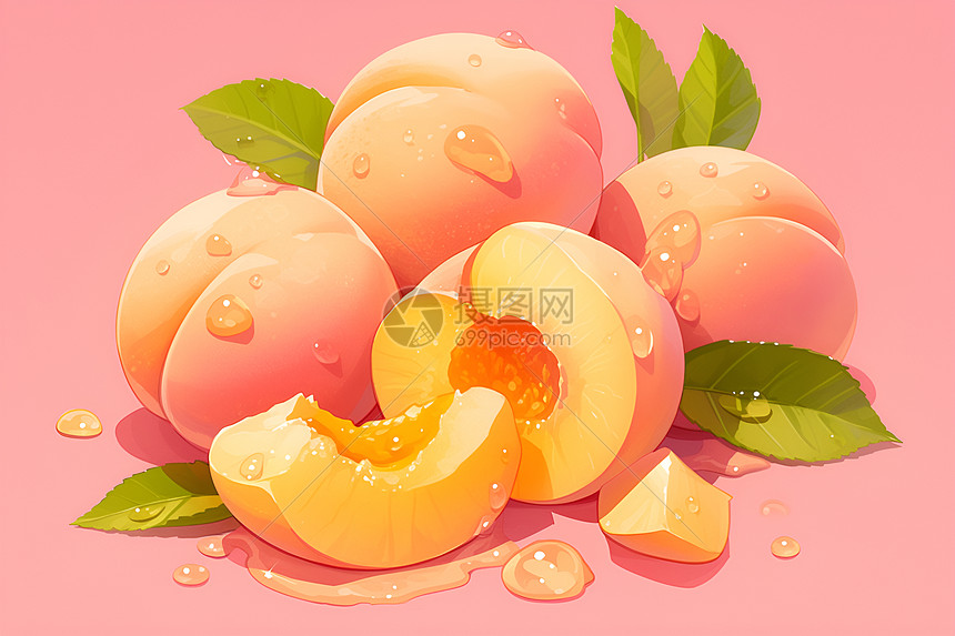 美味多汁的水蜜桃图片