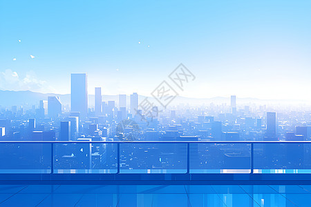 阳台的城市风景图片