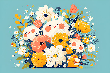 彩色元素花卉背景图片