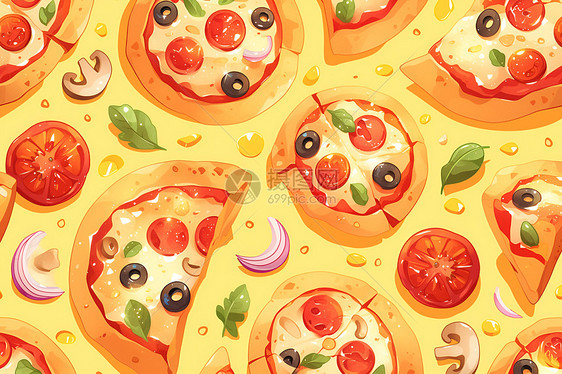 多彩披萨插画图片