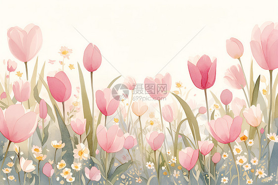 粉色郁金香花海图片