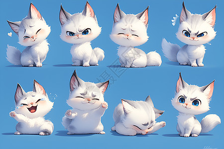 可爱白猫表情合集图片