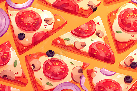 摘番茄意大利披萨插画