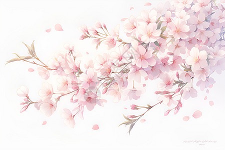 粉色樱花花枝图片