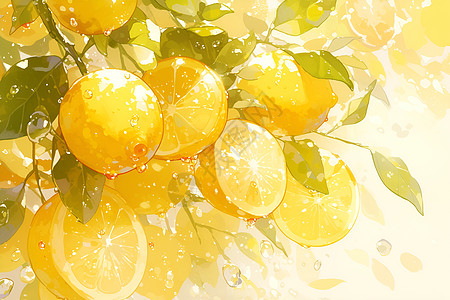 阳光下的柠檬树图片