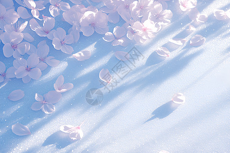 地面上的粉色花瓣光影图片