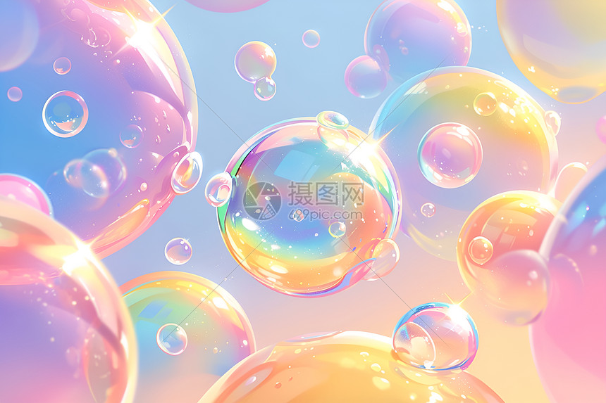 色彩交织的气泡图片