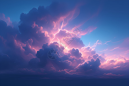 天空中的闪电和乌云图片
