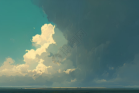 天空中的乌云插画图片