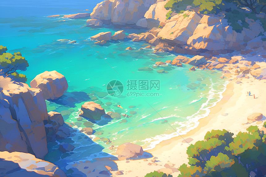 绘画的海洋风景图片