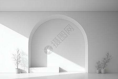 纯白的拱门建筑插画