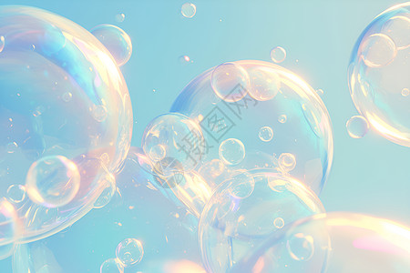 彩色泡泡漂浮天空的气泡插画