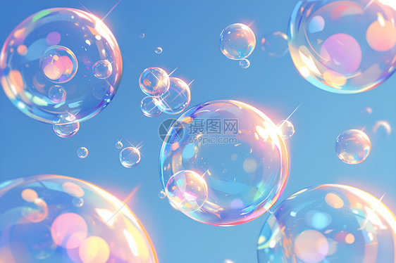 透光的彩色泡泡图片