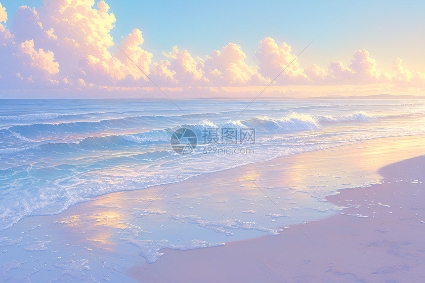 晨光中的海滩图片