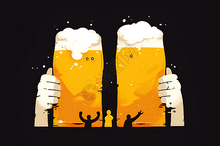 乌苏啤酒欢乐时刻举杯共饮插画