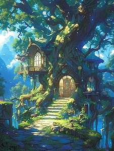 童话般的树屋世界图片