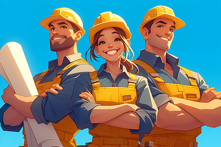 快乐的建筑工人背景图片