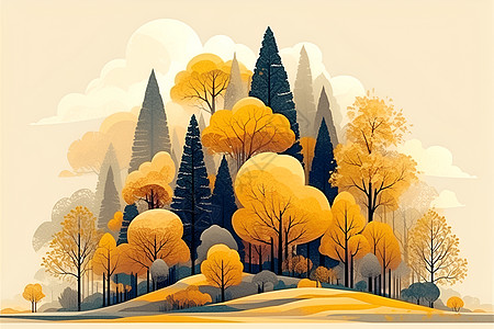 形状矢量图迷人的树系列插画