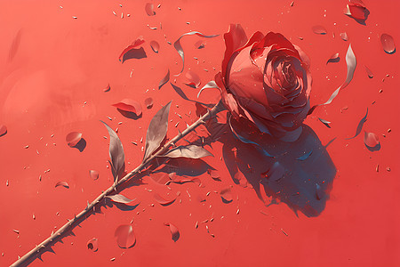 玫瑰背景带刺的红玫瑰插画