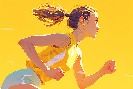 锻炼女阳光下奔跑的女运动员插画