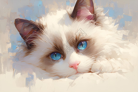 一只蓝眼睛的可爱猫咪图片