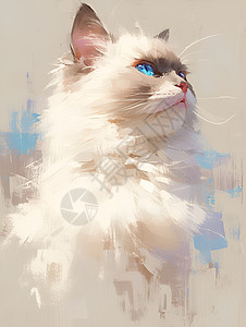 梦幻油画蓝眼白猫图片