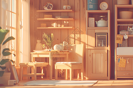 小木屋里的家具图片