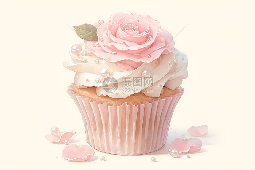 粉色玫瑰珍珠蛋糕图片