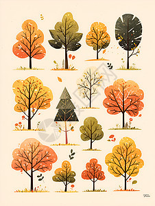 秋日树林中的树木图片