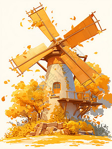 秋天的风车背景图片