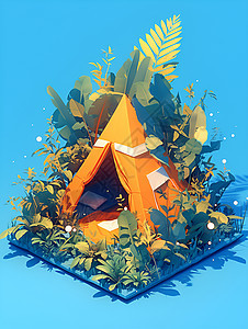夏日森林营地的帐篷图片