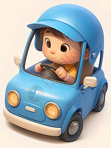 男孩坐在玩具车上图片