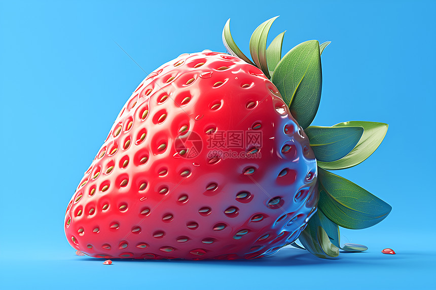 蓝背景上的草莓图片