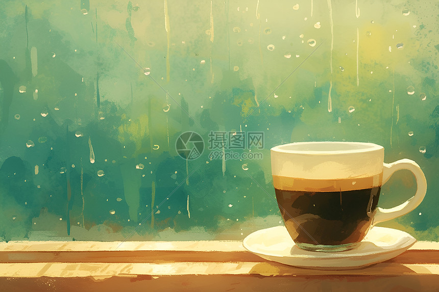 窗边的咖啡图片