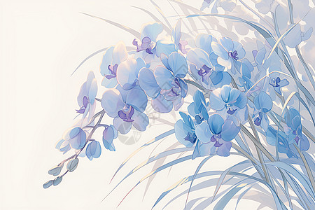 蓝色花草盛开的花朵高清图片