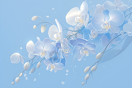柔美蓝色花上的水珠图片
