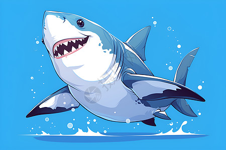 欢乐游泳的鲨鱼图片