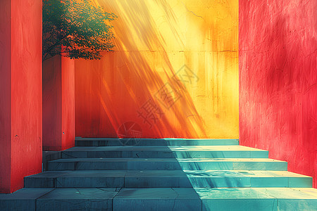 墙壁背景彩色的建筑插画