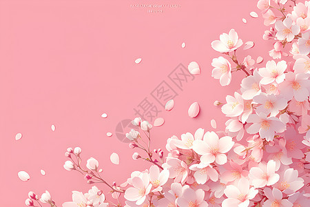 粉色幕墙上的樱花海图片