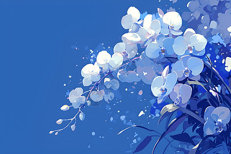 蓝天下的兰花图片