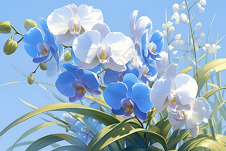 蓝天下的兰花图片