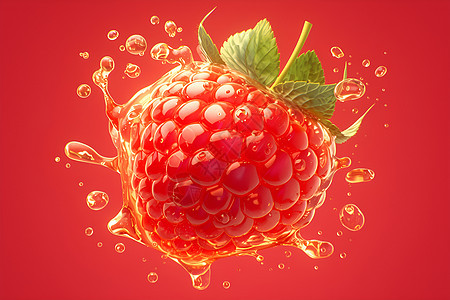 一颗带水滴的清新树莓图片