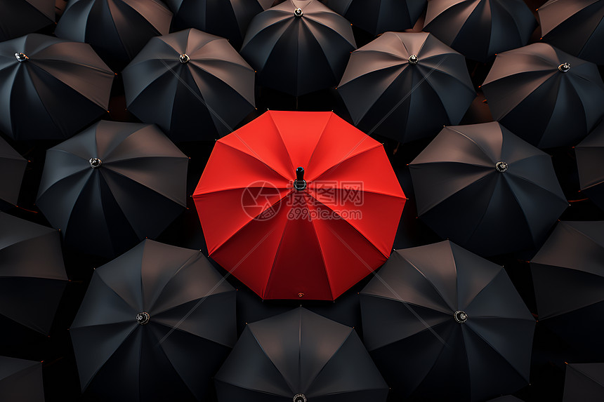 黑伞与红伞图片