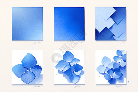 蓝色水彩花朵图案图片