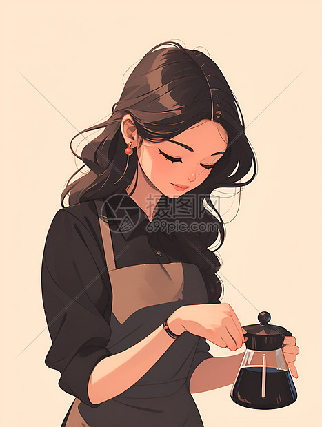 可爱女孩煮咖啡插画图片下载-正版图片601237005-摄图网