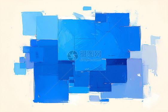 蓝色方块的几何抽象简约艺术图片