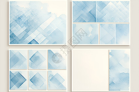 抽象蓝色水彩墙艺图片